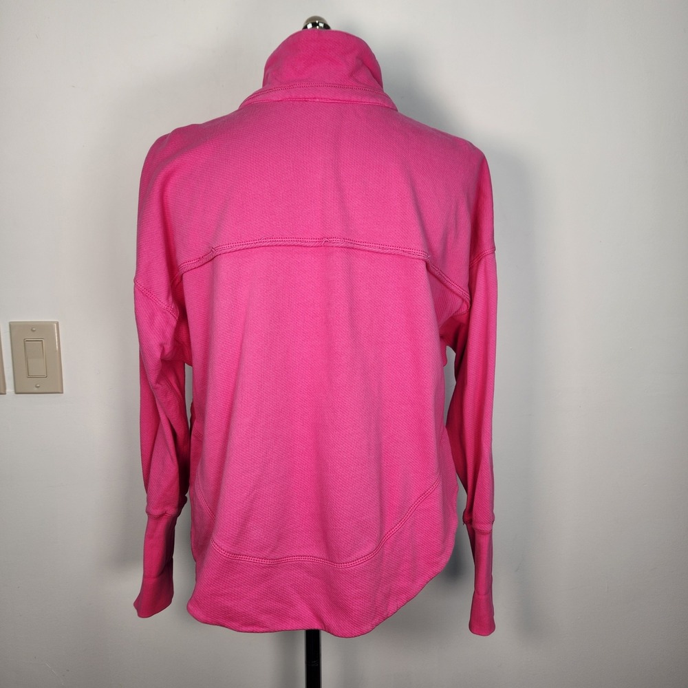 Pilcro Anthropologie V-Neck‎ Oversized Sweatshirt M Pink Grommet Accents - Picture 3 of 9
